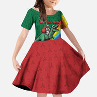 T Rex And Jesus Christmas Kid Short Sleeve Dress Not Today Santa - Wonder Print Shop