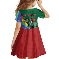 T Rex And Jesus Christmas Kid Short Sleeve Dress Not Today Santa - Wonder Print Shop