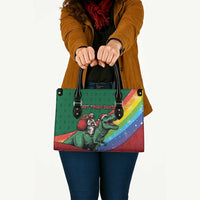 T Rex And Jesus Christmas Leather Bag Not Today Santa - Wonder Print Shop