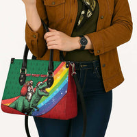 T Rex And Jesus Christmas Leather Bag Not Today Santa - Wonder Print Shop