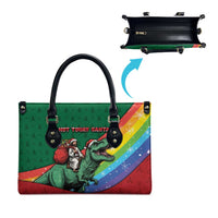 T Rex And Jesus Christmas Leather Bag Not Today Santa - Wonder Print Shop