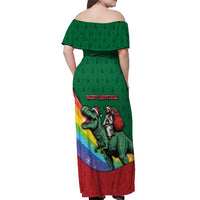 T Rex And Jesus Christmas Off Shoulder Maxi Dress Not Today Santa - Wonder Print Shop