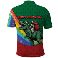 T Rex And Jesus Christmas Polo Shirt Not Today Santa - Wonder Print Shop