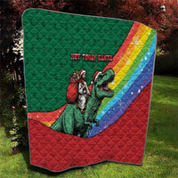 T Rex And Jesus Christmas Quilt Not Today Santa - Wonder Print Shop