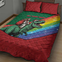 T Rex And Jesus Christmas Quilt Bed Set Not Today Santa - Wonder Print Shop