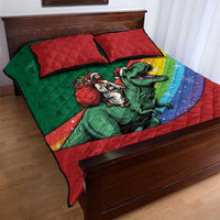 T Rex And Jesus Christmas Quilt Bed Set Not Today Santa - Wonder Print Shop