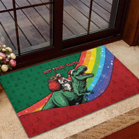 T Rex And Jesus Christmas Rubber Doormat Not Today Santa - Wonder Print Shop