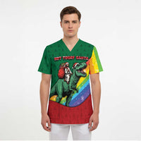 T Rex And Jesus Christmas Scrub Top Not Today Santa - Wonder Print Shop