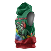 T Rex And Jesus Christmas Sleeveless Hoodie Not Today Santa - Wonder Print Shop