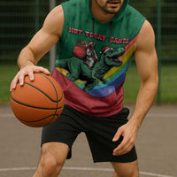 T Rex And Jesus Christmas Sleeveless Hoodie Not Today Santa - Wonder Print Shop