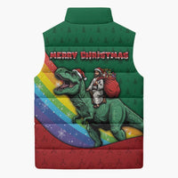 T Rex And Jesus Christmas Sleeveless Puffer Jacket Not Today Santa - Wonder Print Shop