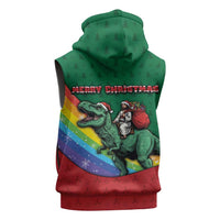 T Rex And Jesus Christmas Sleeveless Zip Hoodie Not Today Santa - Wonder Print Shop