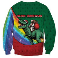 T Rex And Jesus Christmas Sweatshirt Not Today Santa - Wonder Print Shop
