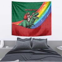 T Rex And Jesus Christmas Tapestry Not Today Santa - Wonder Print Shop