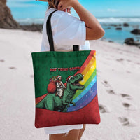 T Rex And Jesus Christmas Tote Bag Not Today Santa - Wonder Print Shop