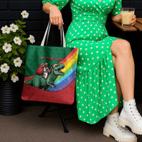 T Rex And Jesus Christmas Tote Bag Not Today Santa - Wonder Print Shop