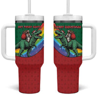 T Rex And Jesus Christmas Tumbler With Handle Not Today Santa - Wonder Print Shop