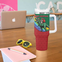 T Rex And Jesus Christmas Tumbler With Handle Not Today Santa - Wonder Print Shop