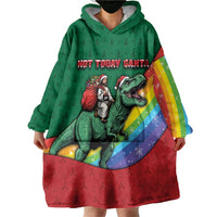 T Rex And Jesus Christmas Wearable Blanket Hoodie Not Today Santa - Wonder Print Shop