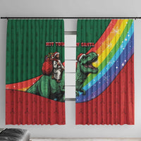 T Rex And Jesus Christmas Window Curtain Not Today Santa - Wonder Print Shop