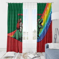 T Rex And Jesus Christmas Window Curtain Not Today Santa - Wonder Print Shop