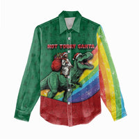 T Rex And Jesus Christmas Women Casual Shirt Not Today Santa - Wonder Print Shop