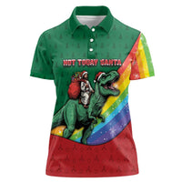 T Rex And Jesus Christmas Women Polo Shirt Not Today Santa - Wonder Print Shop