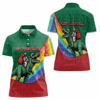T Rex And Jesus Christmas Women Polo Shirt Not Today Santa - Wonder Print Shop