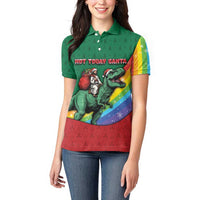 T Rex And Jesus Christmas Women Polo Shirt Not Today Santa - Wonder Print Shop