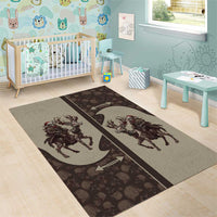 Western Yoke Area Rug Skeleton Cowboy Santa On A Reindeer - Wonder Print Shop