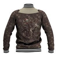 Western Yoke Baseball Jacket Skeleton Cowboy Santa On A Reindeer - Wonder Print Shop