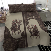 Western Yoke Bedding Set Skeleton Cowboy Santa On A Reindeer - Wonder Print Shop