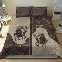 Western Yoke Bedding Set Skeleton Cowboy Santa On A Reindeer - Wonder Print Shop