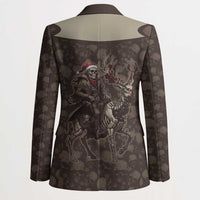 Western Yoke Blazer Skeleton Cowboy Santa On A Reindeer - Wonder Print Shop