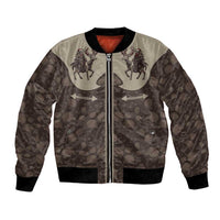 Western Yoke Bomber Jacket Skeleton Cowboy Santa On A Reindeer - Wonder Print Shop