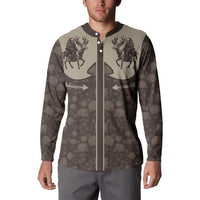 Western Yoke Button Sweatshirt Skeleton Cowboy Santa On A Reindeer - Wonder Print Shop