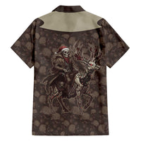 Western Yoke Family Matching Long Sleeve Bodycon Dress and Hawaiian Shirt Skeleton Cowboy Santa On A Reindeer - Wonder Print Shop