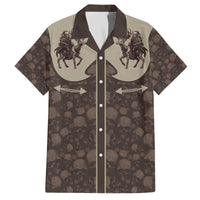 Western Yoke Family Matching Off The Shoulder Long Sleeve Dress and Hawaiian Shirt Skeleton Cowboy Santa On A Reindeer - Wonder Print Shop