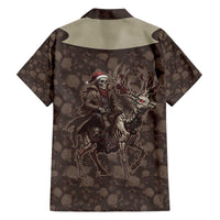 Western Yoke Family Matching Off The Shoulder Long Sleeve Dress and Hawaiian Shirt Skeleton Cowboy Santa On A Reindeer - Wonder Print Shop