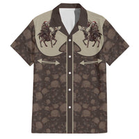 Western Yoke Family Matching Off Shoulder Maxi Dress and Hawaiian Shirt Skeleton Cowboy Santa On A Reindeer - Wonder Print Shop