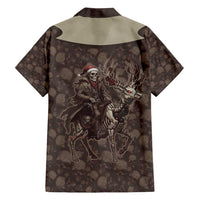 Western Yoke Family Matching Off Shoulder Maxi Dress and Hawaiian Shirt Skeleton Cowboy Santa On A Reindeer - Wonder Print Shop