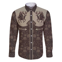 Western Yoke Family Matching Short Sleeve Bodycon Dress and Hawaiian Shirt Skeleton Cowboy Santa On A Reindeer - Wonder Print Shop