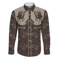 Western Yoke Family Matching Short Sleeve Bodycon Dress and Hawaiian Shirt Skeleton Cowboy Santa On A Reindeer - Wonder Print Shop
