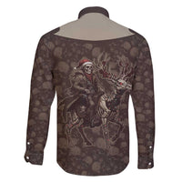 Western Yoke Family Matching Short Sleeve Bodycon Dress and Hawaiian Shirt Skeleton Cowboy Santa On A Reindeer - Wonder Print Shop