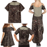 Western Yoke Family Matching Summer Maxi Dress and Hawaiian Shirt Skeleton Cowboy Santa On A Reindeer - Wonder Print Shop