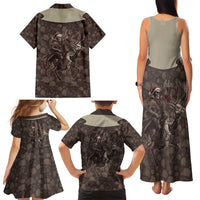 Western Yoke Family Matching Tank Maxi Dress and Hawaiian Shirt Skeleton Cowboy Santa On A Reindeer - Wonder Print Shop