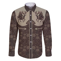 Western Yoke Family Matching Tank Maxi Dress and Hawaiian Shirt Skeleton Cowboy Santa On A Reindeer - Wonder Print Shop