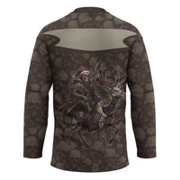 Western Yoke Hockey Jersey Skeleton Cowboy Santa On A Reindeer - Wonder Print Shop