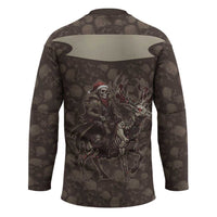 Western Yoke Hockey Jersey Skeleton Cowboy Santa On A Reindeer - Wonder Print Shop