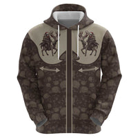 Western Yoke Hoodie Skeleton Cowboy Santa On A Reindeer - Wonder Print Shop